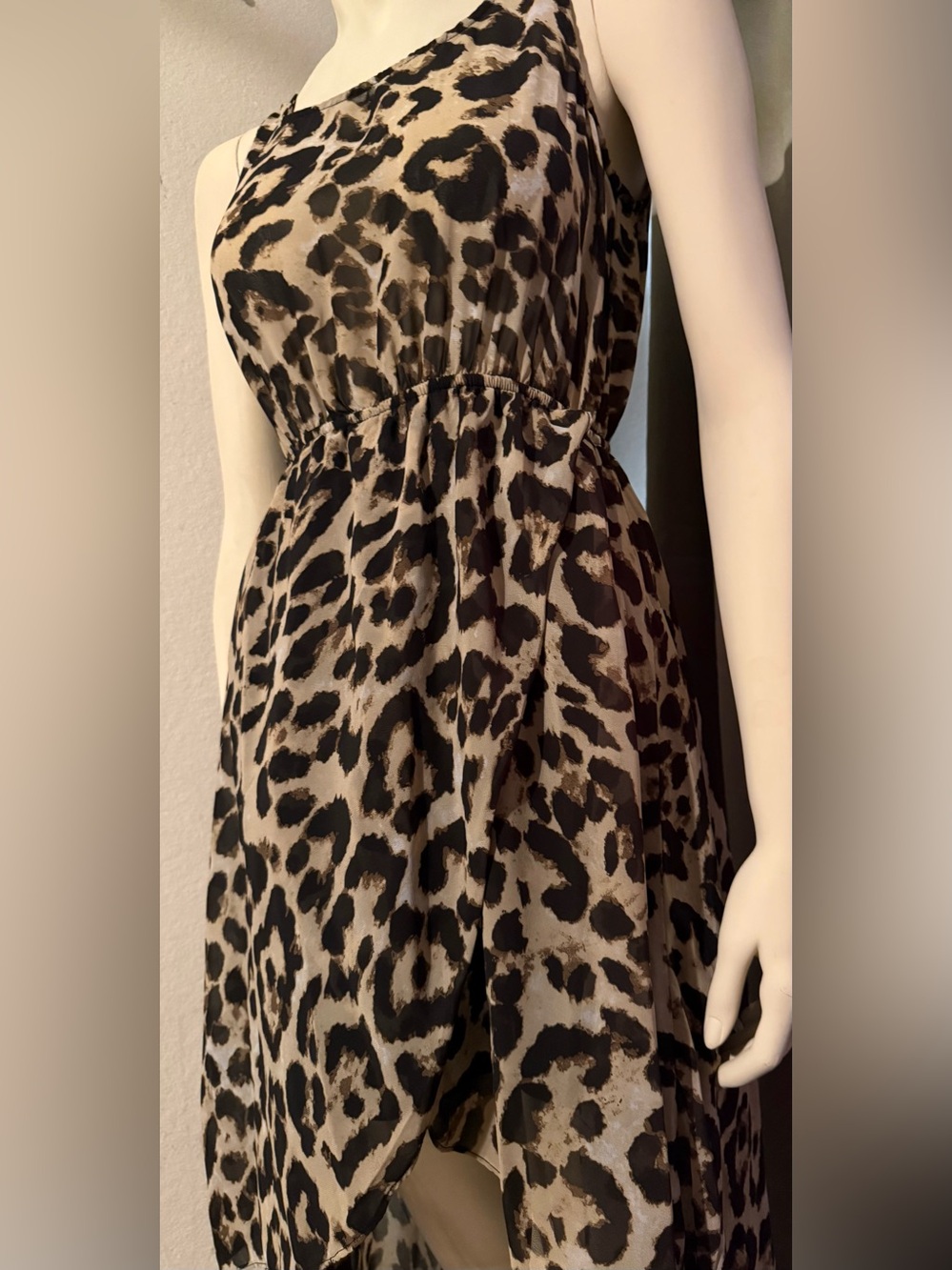 Sans Souci Leopard Print Midi Dress in Taupe and Black